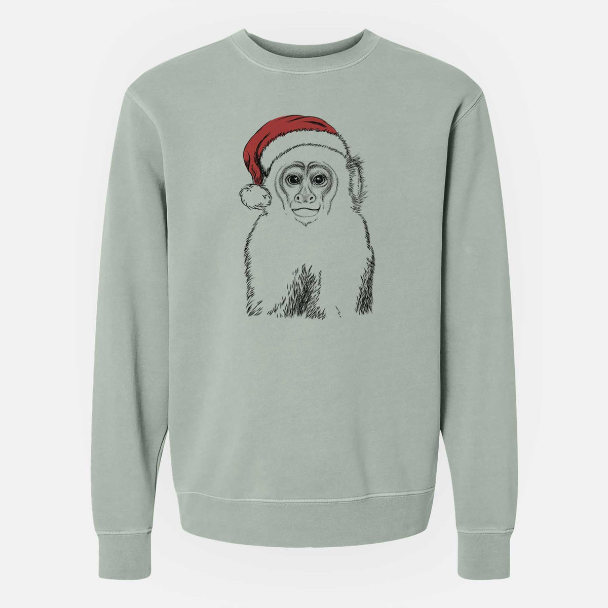 Santa Marcel the Capuchin Monkey - Unisex Pigment Dyed Crew Sweatshirt