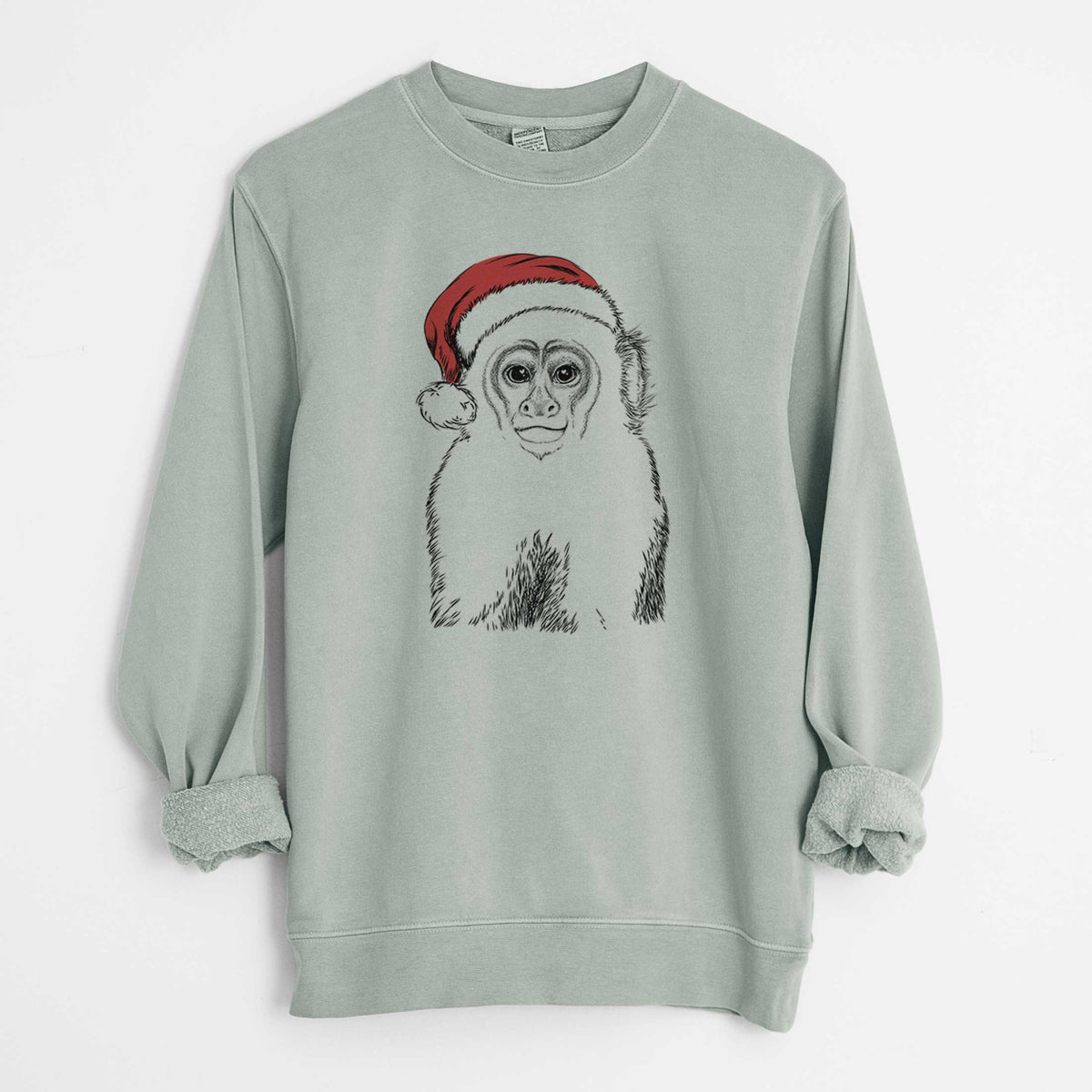 Santa Marcel the Capuchin Monkey - Unisex Pigment Dyed Crew Sweatshirt