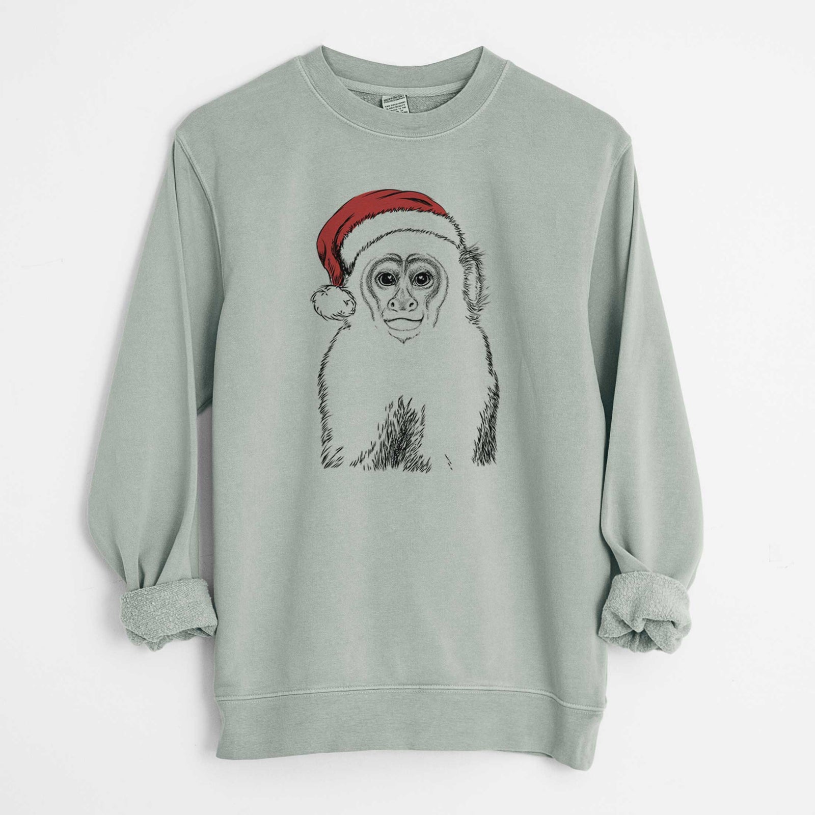 Santa Marcel the Capuchin Monkey - Unisex Pigment Dyed Crew Sweatshirt