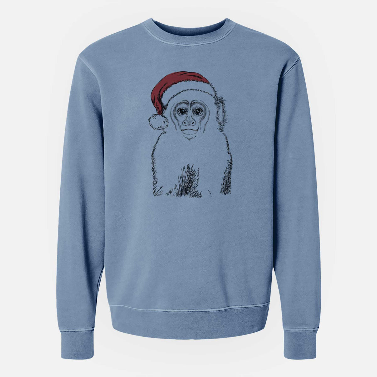 Santa Marcel the Capuchin Monkey - Unisex Pigment Dyed Crew Sweatshirt