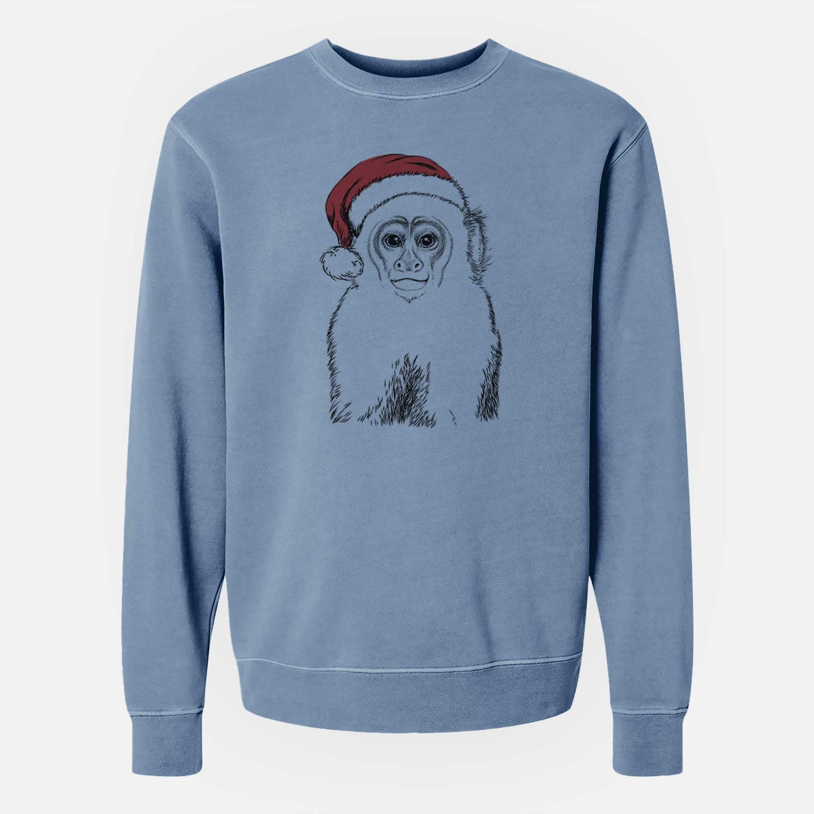Santa Marcel the Capuchin Monkey - Unisex Pigment Dyed Crew Sweatshirt
