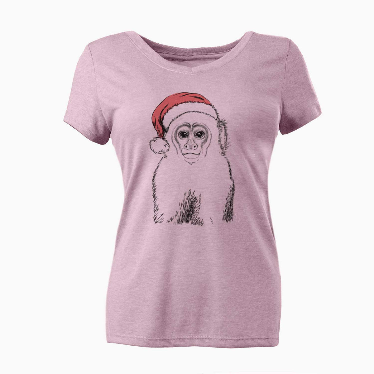 Santa Marcel the Capuchin Monkey - Women's V-neck Shirt