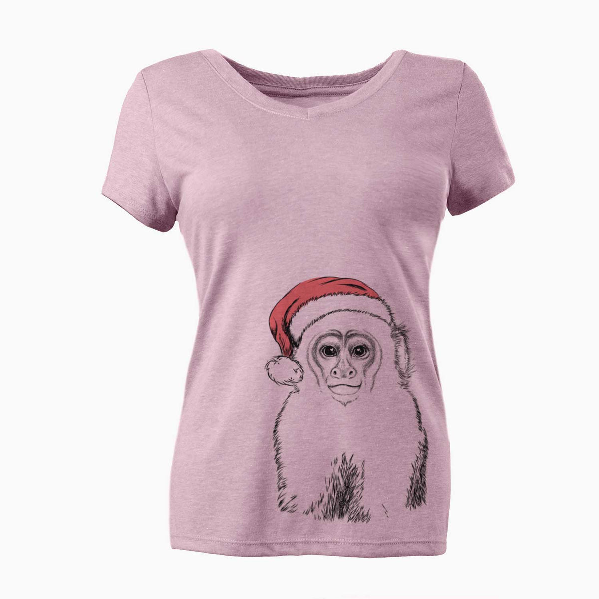 Santa Marcel the Capuchin Monkey - Women's V-neck Shirt