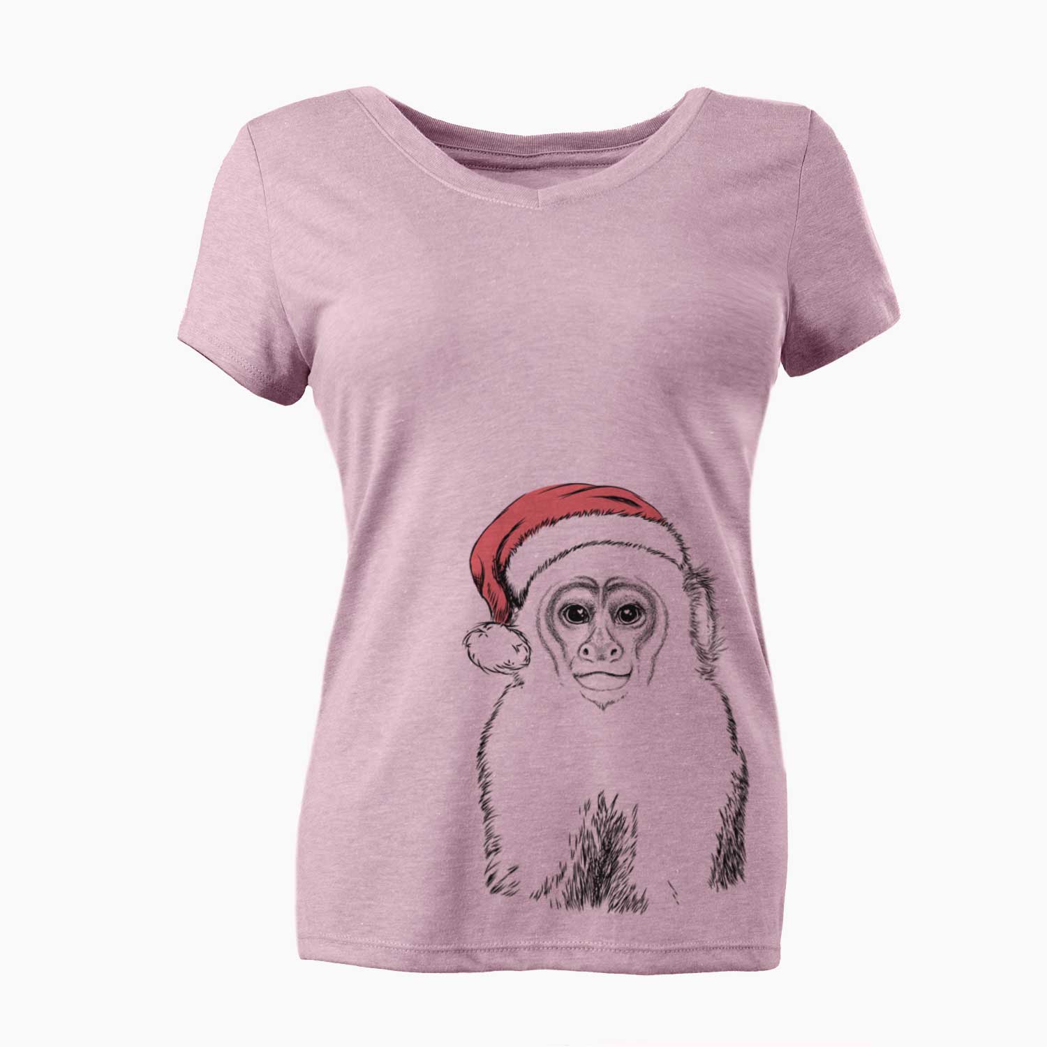 Santa Marcel the Capuchin Monkey - Women's V-neck Shirt