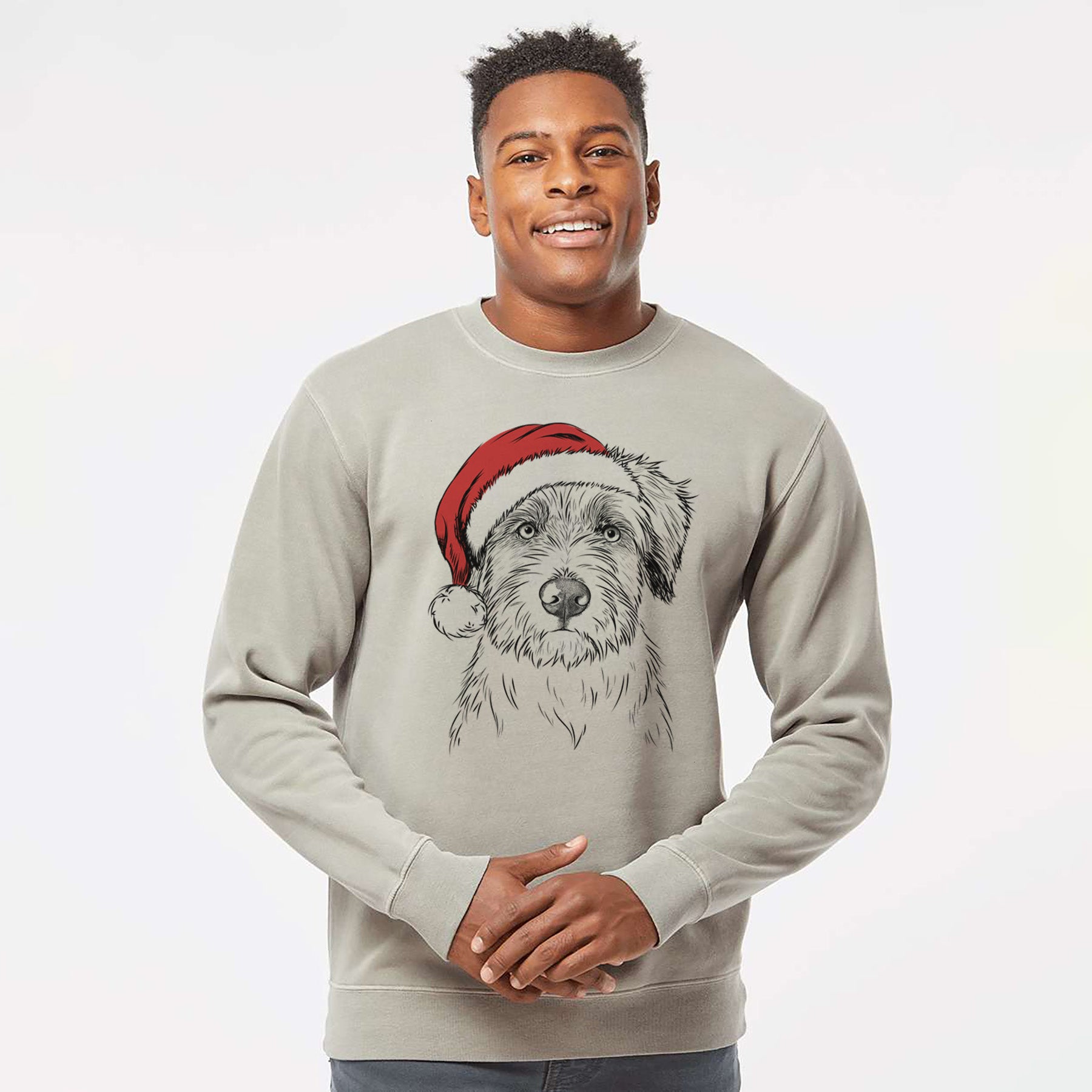 Santa Marek the Bernedoodle - Unisex Pigment Dyed Crew Sweatshirt