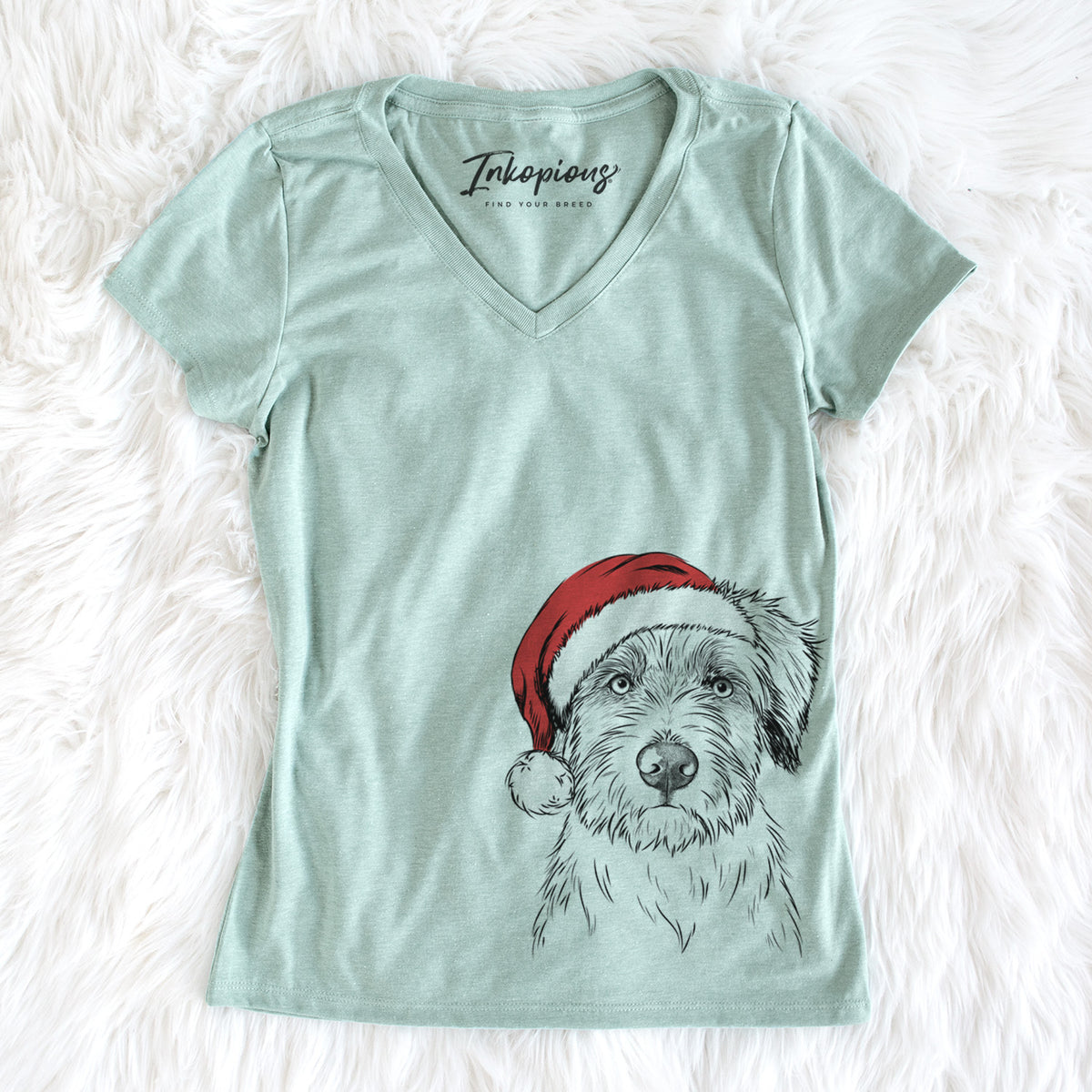 Santa Marek the Bernedoodle - Women&#39;s Perfect V-neck Shirt