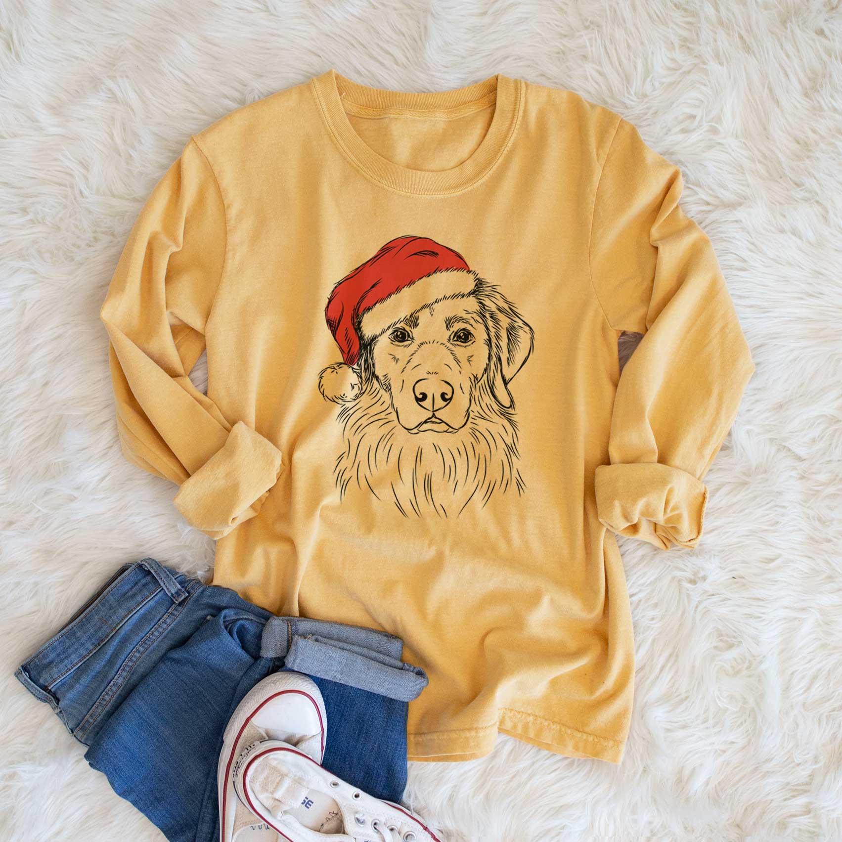 Santa Marley the Golden Retriever - Heavyweight 100% Cotton Long Sleeve