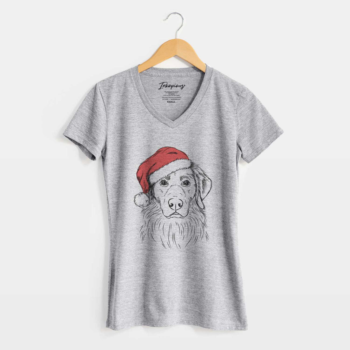 Santa Marley the Golden Retriever - Women's V-neck Shirt