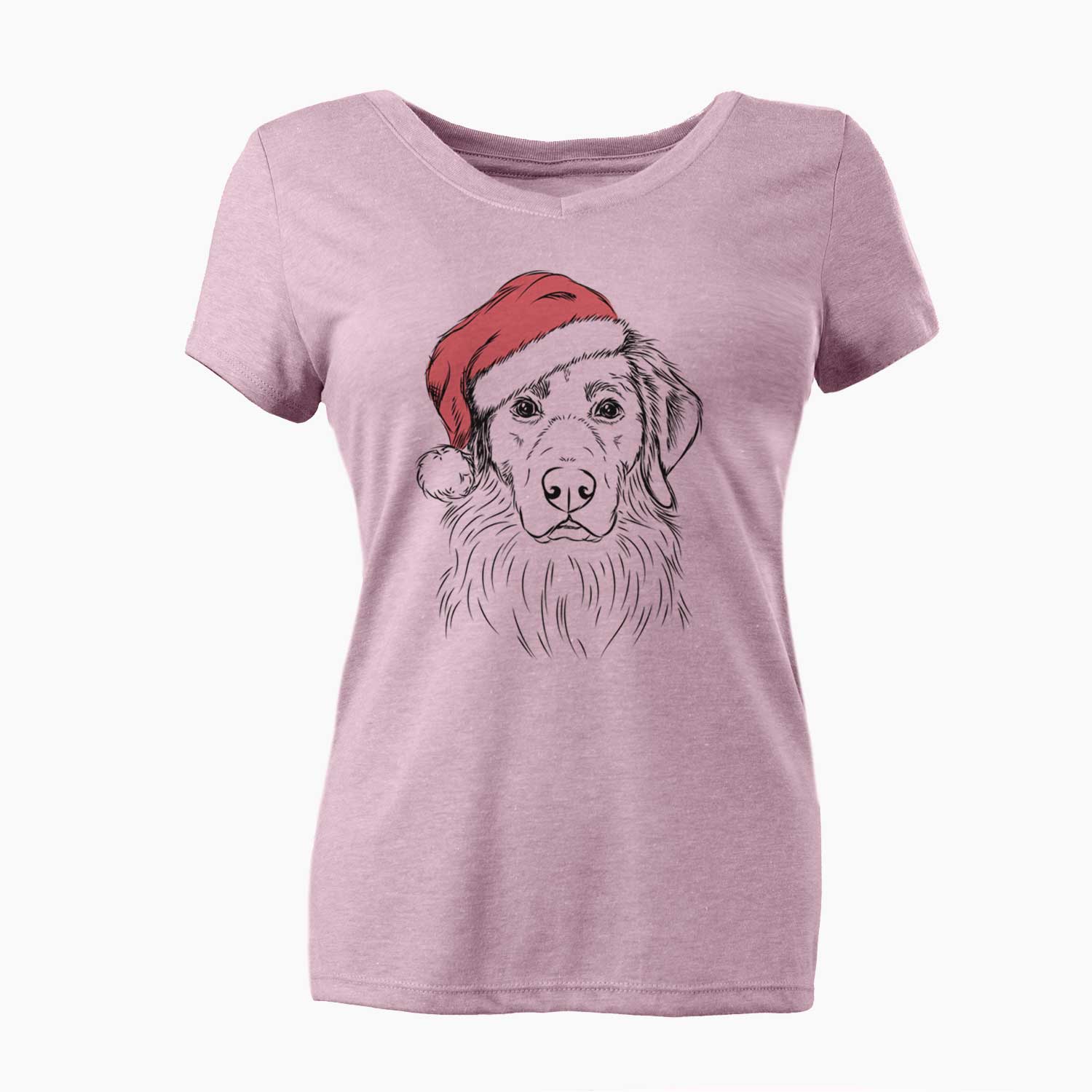 Santa Marley the Golden Retriever - Women's V-neck Shirt