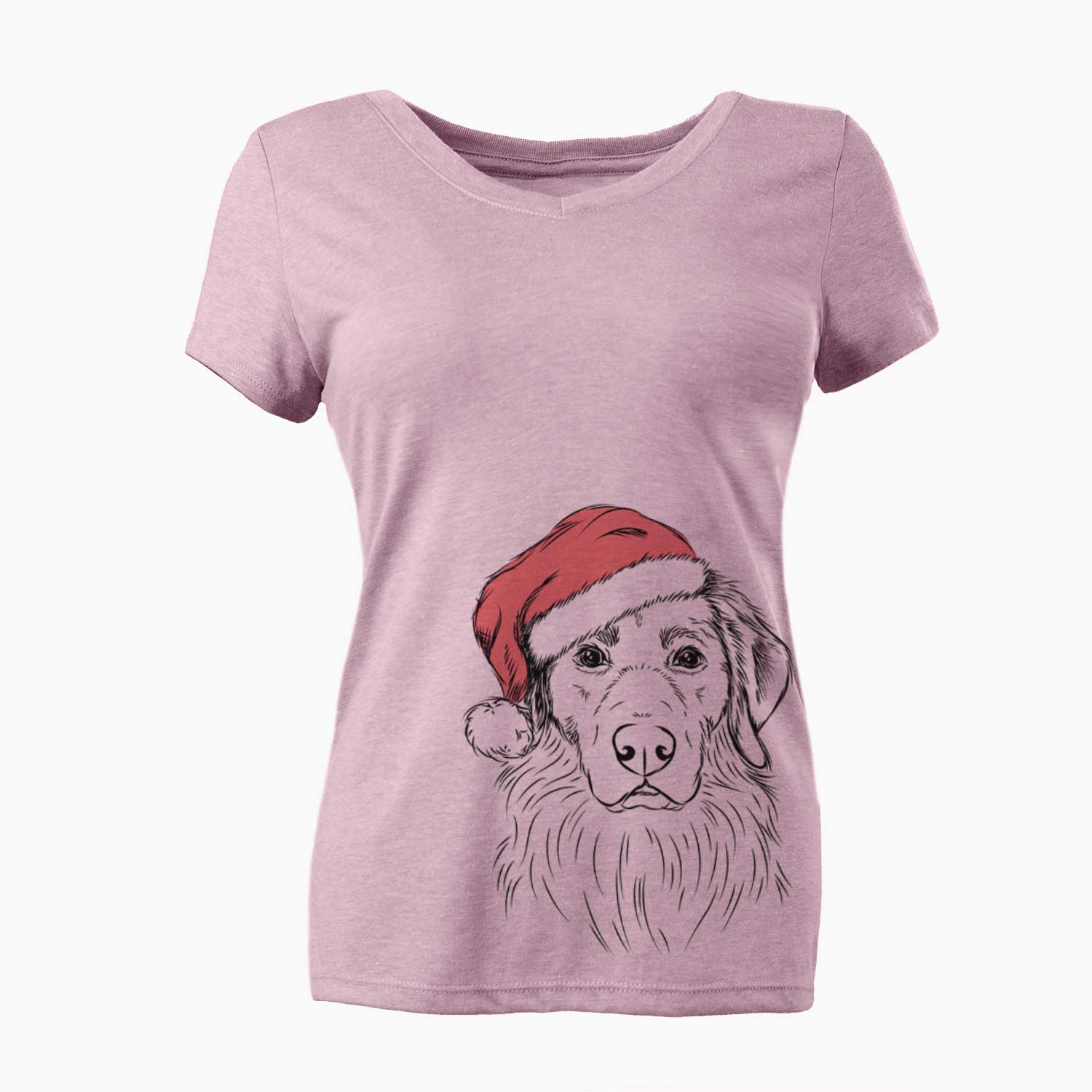 Santa Marley the Golden Retriever - Women's V-neck Shirt