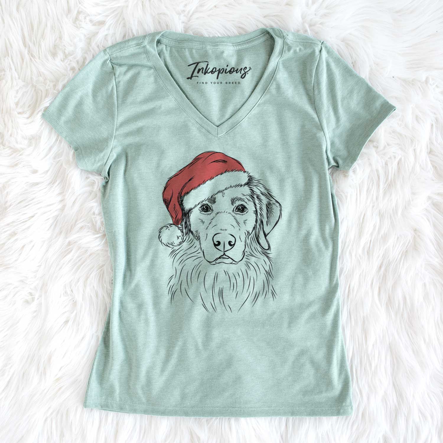 Santa Marley the Golden Retriever - Women's V-neck Shirt