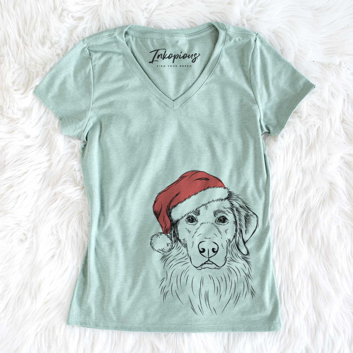 Santa Marley the Golden Retriever - Women&#39;s V-neck Shirt