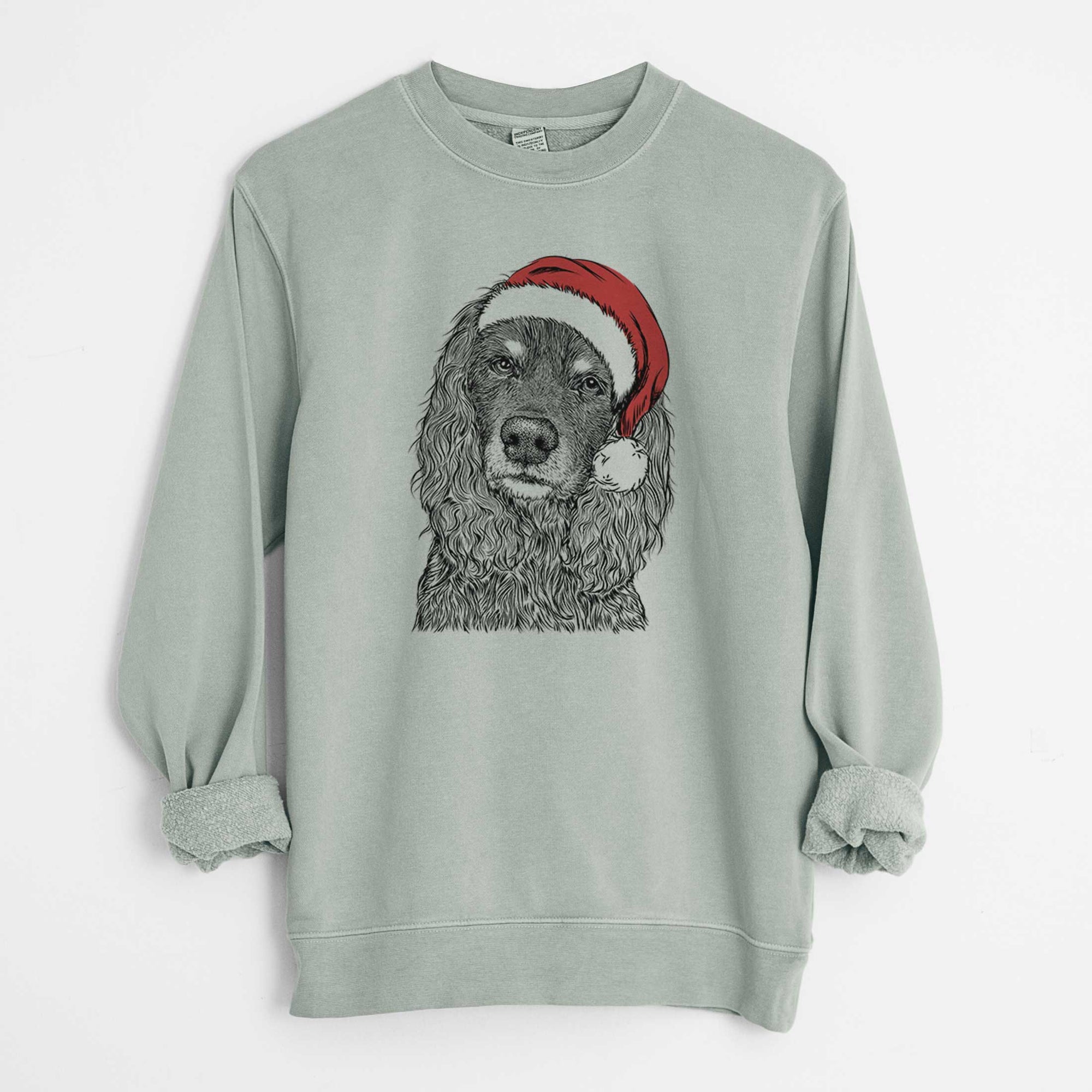 Santa Marley Boy the American Cocker Spaniel - Unisex Pigment Dyed Crew Sweatshirt