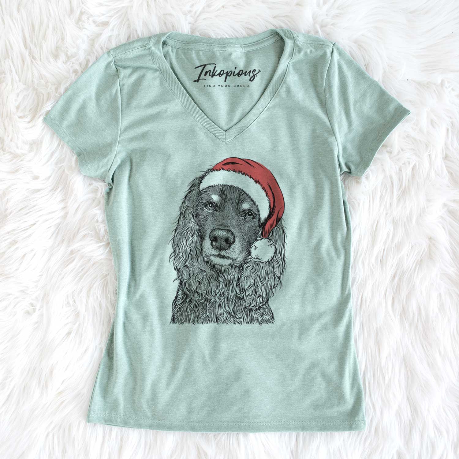 Santa Marley Boy the American Cocker Spaniel - Women's V-neck Shirt