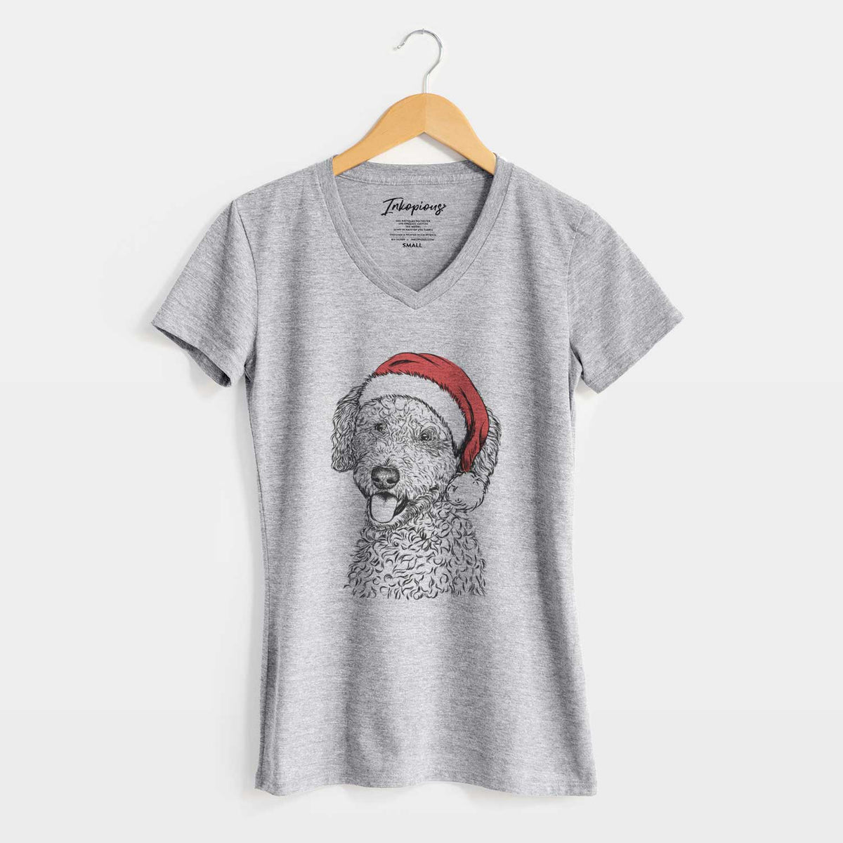 Santa Marlow the Goldendoodle - Women's V-neck Shirt