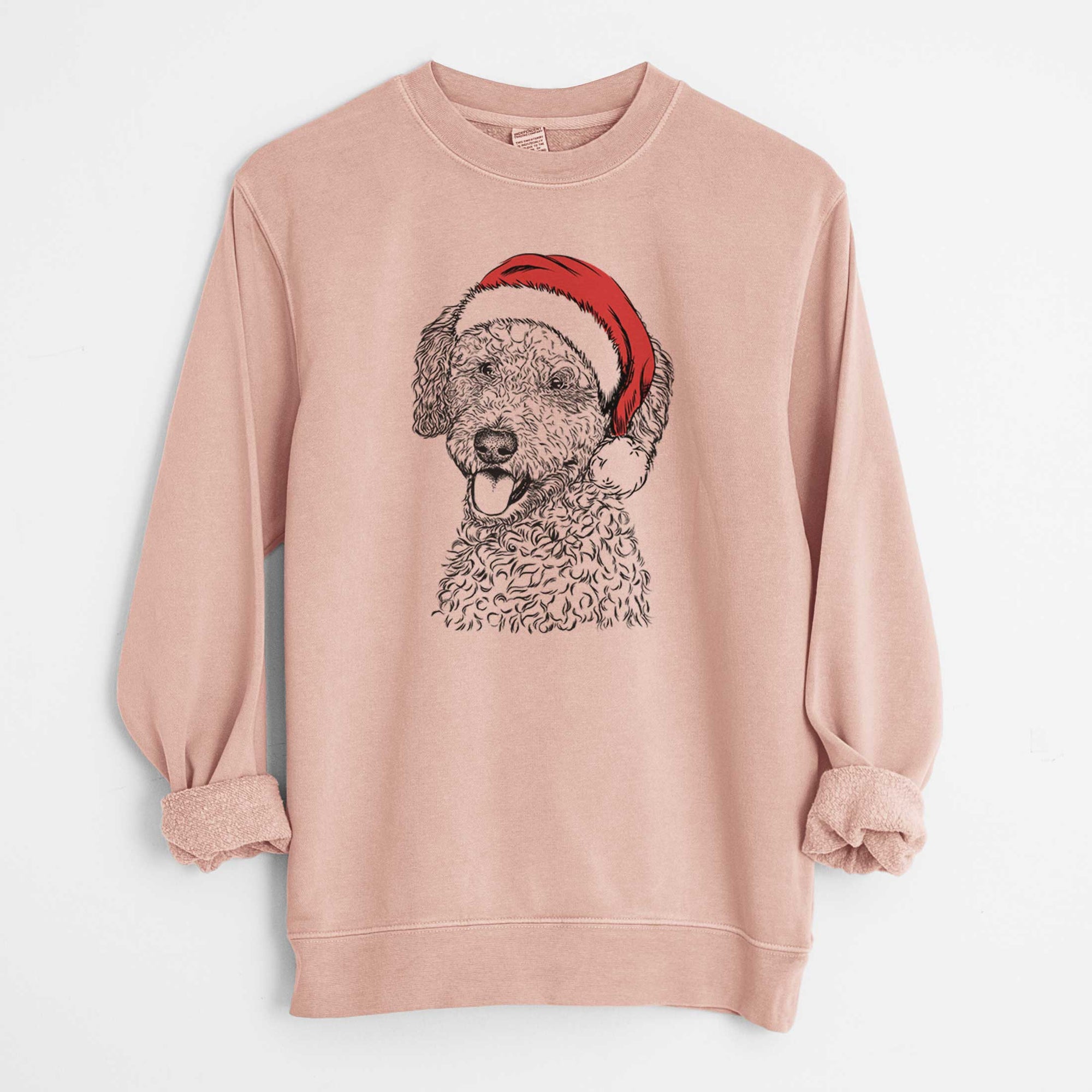 Santa Marlow the Goldendoodle - Unisex Pigment Dyed Crew Sweatshirt