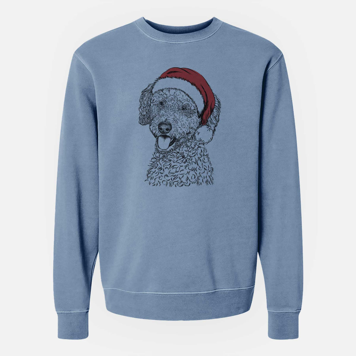 Santa Marlow the Goldendoodle - Unisex Pigment Dyed Crew Sweatshirt