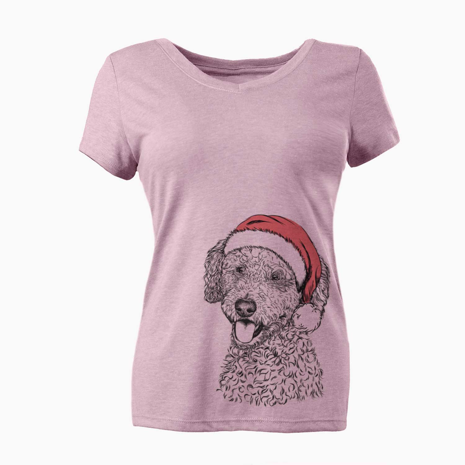 Santa Marlow the Goldendoodle - Women's V-neck Shirt
