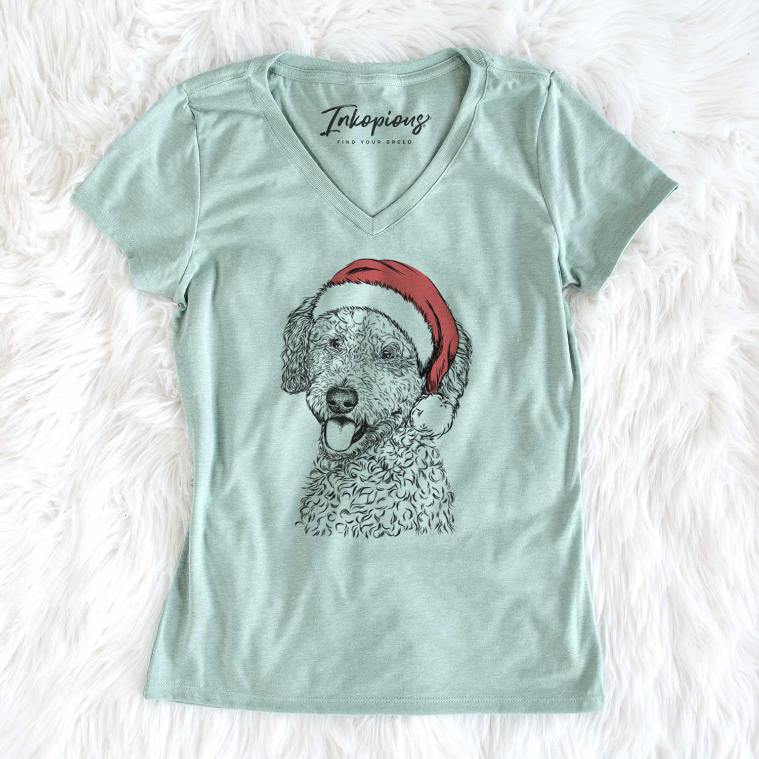 Santa Marlow the Goldendoodle - Women's V-neck Shirt