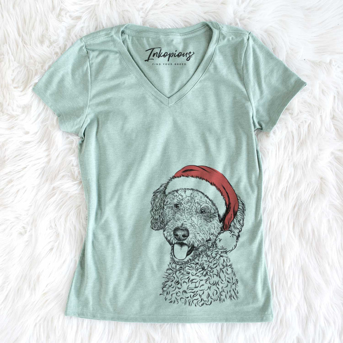 Santa Marlow the Goldendoodle - Women&#39;s V-neck Shirt