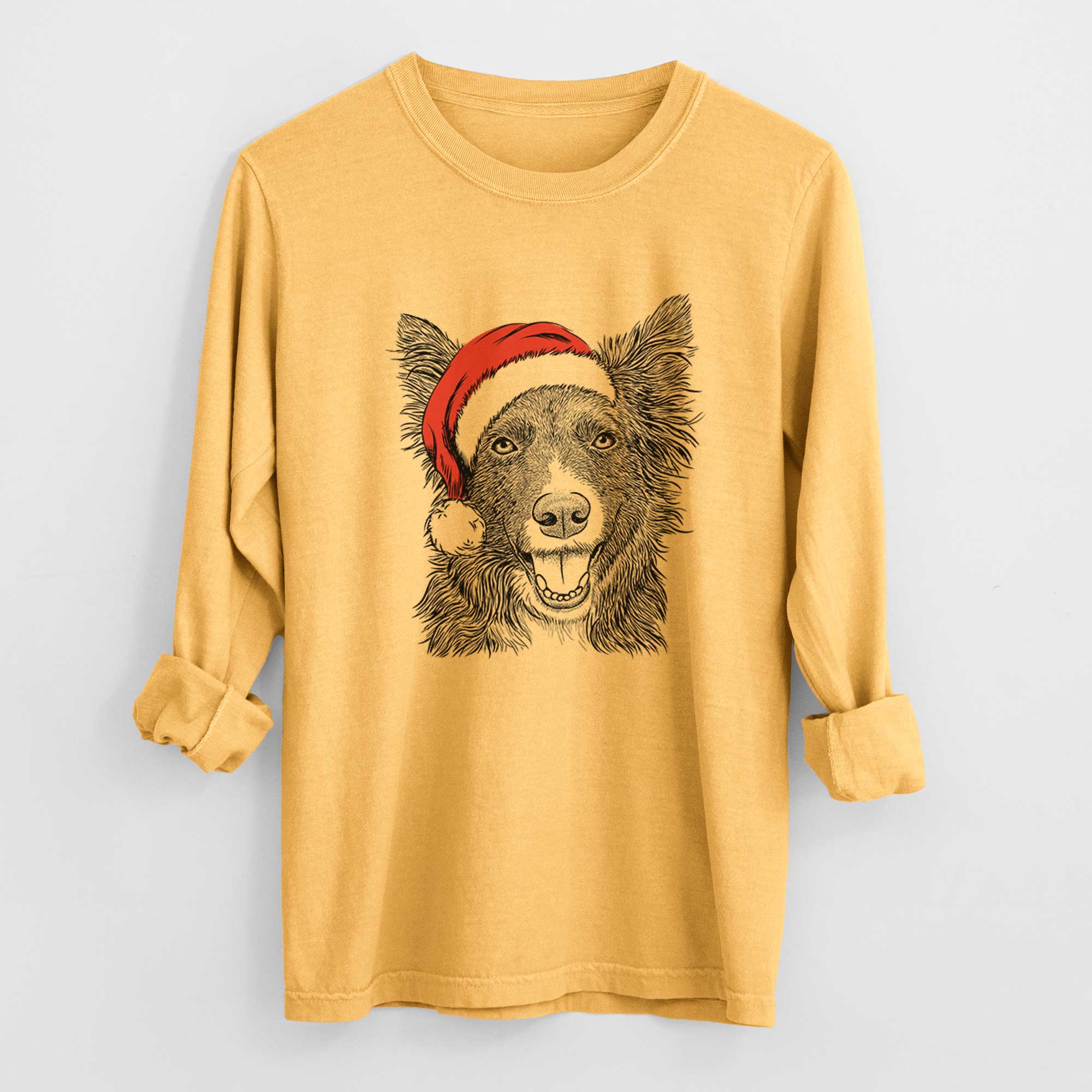 Santa Marti the Border Collie - Heavyweight 100% Cotton Long Sleeve