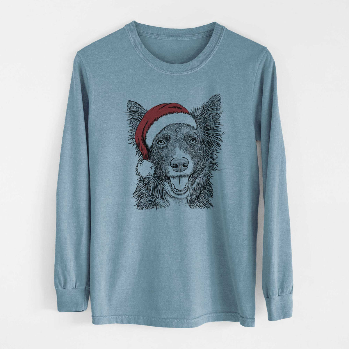 Santa Marti the Border Collie - Heavyweight 100% Cotton Long Sleeve