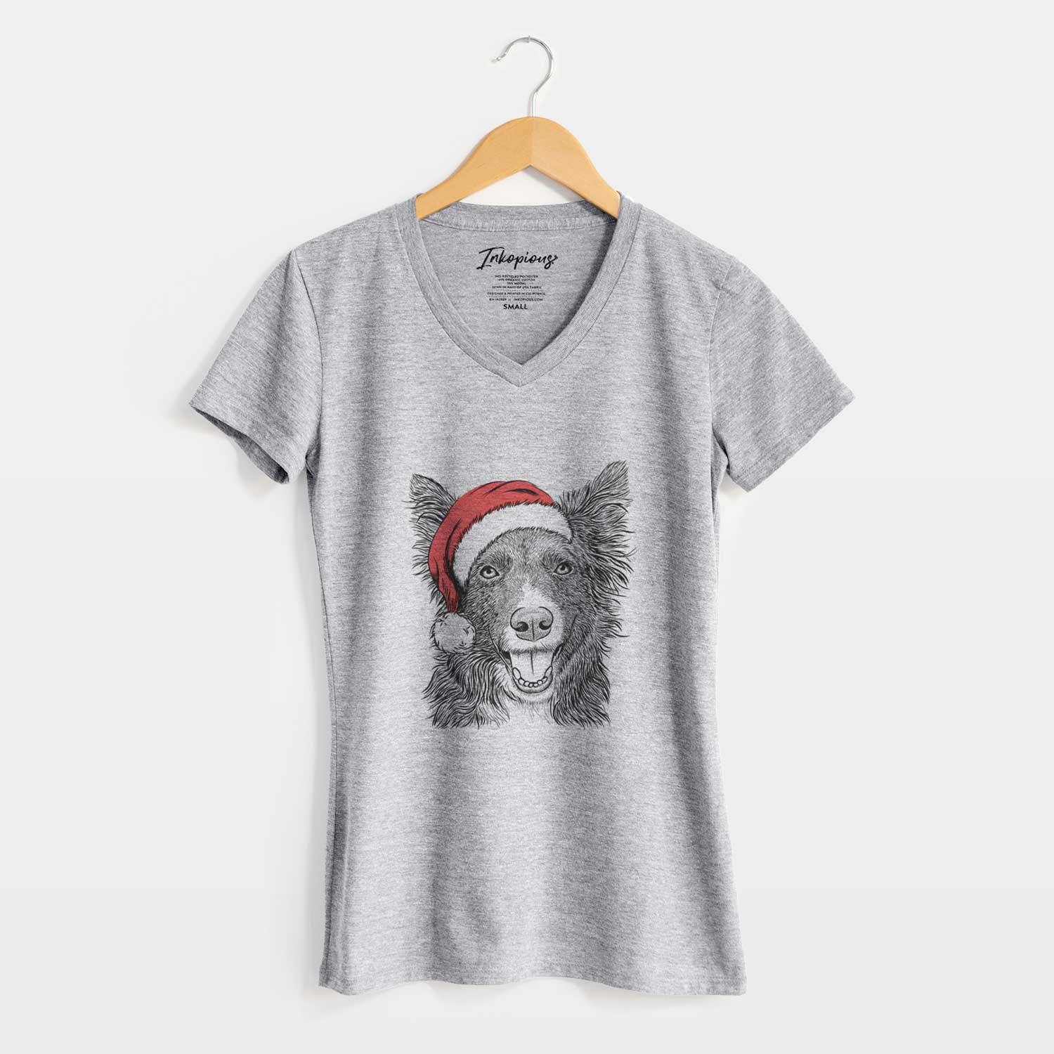 Santa Marti the Border Collie - Women's V-neck Shirt