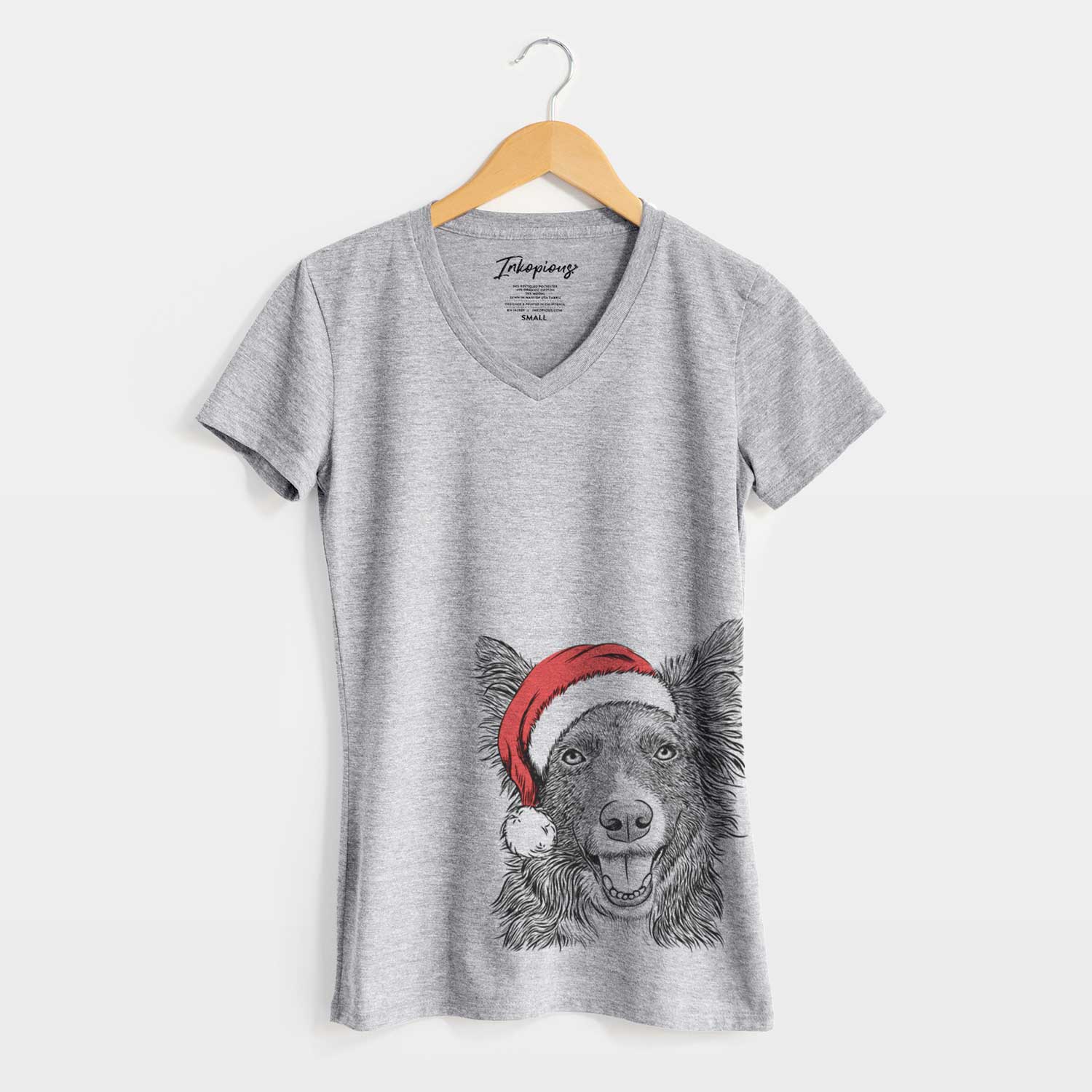 Santa Marti the Border Collie - Women's V-neck Shirt