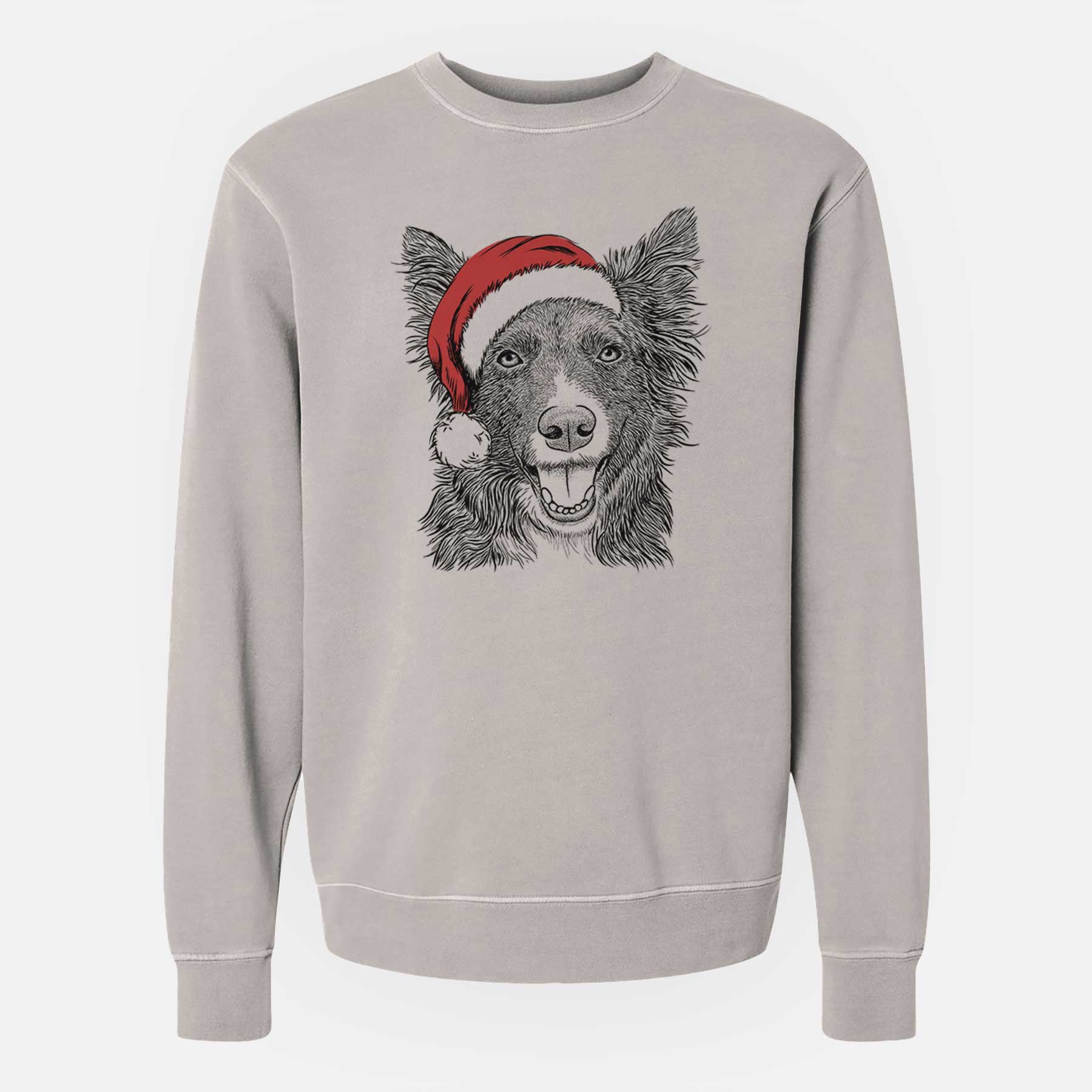 Santa Marti the Border Collie - Unisex Pigment Dyed Crew Sweatshirt