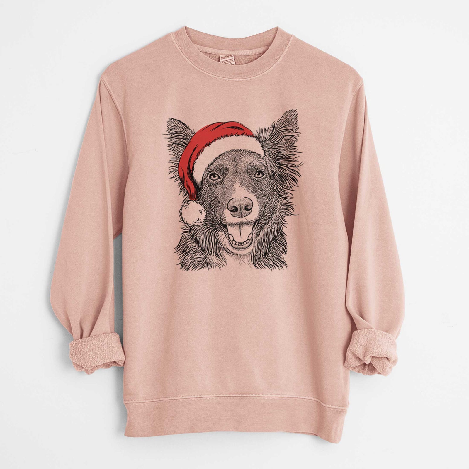 Santa Marti the Border Collie - Unisex Pigment Dyed Crew Sweatshirt