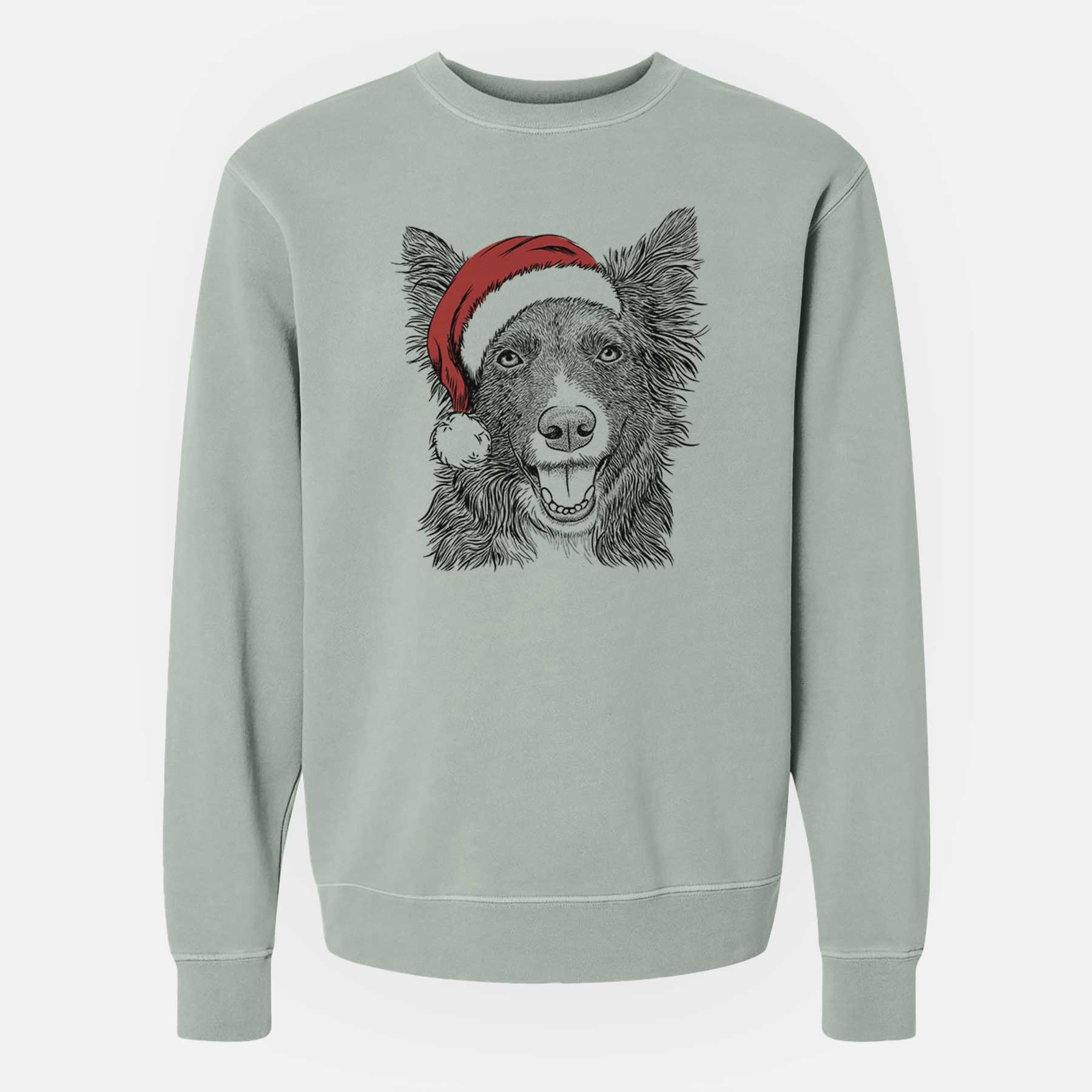 Santa Marti the Border Collie - Unisex Pigment Dyed Crew Sweatshirt