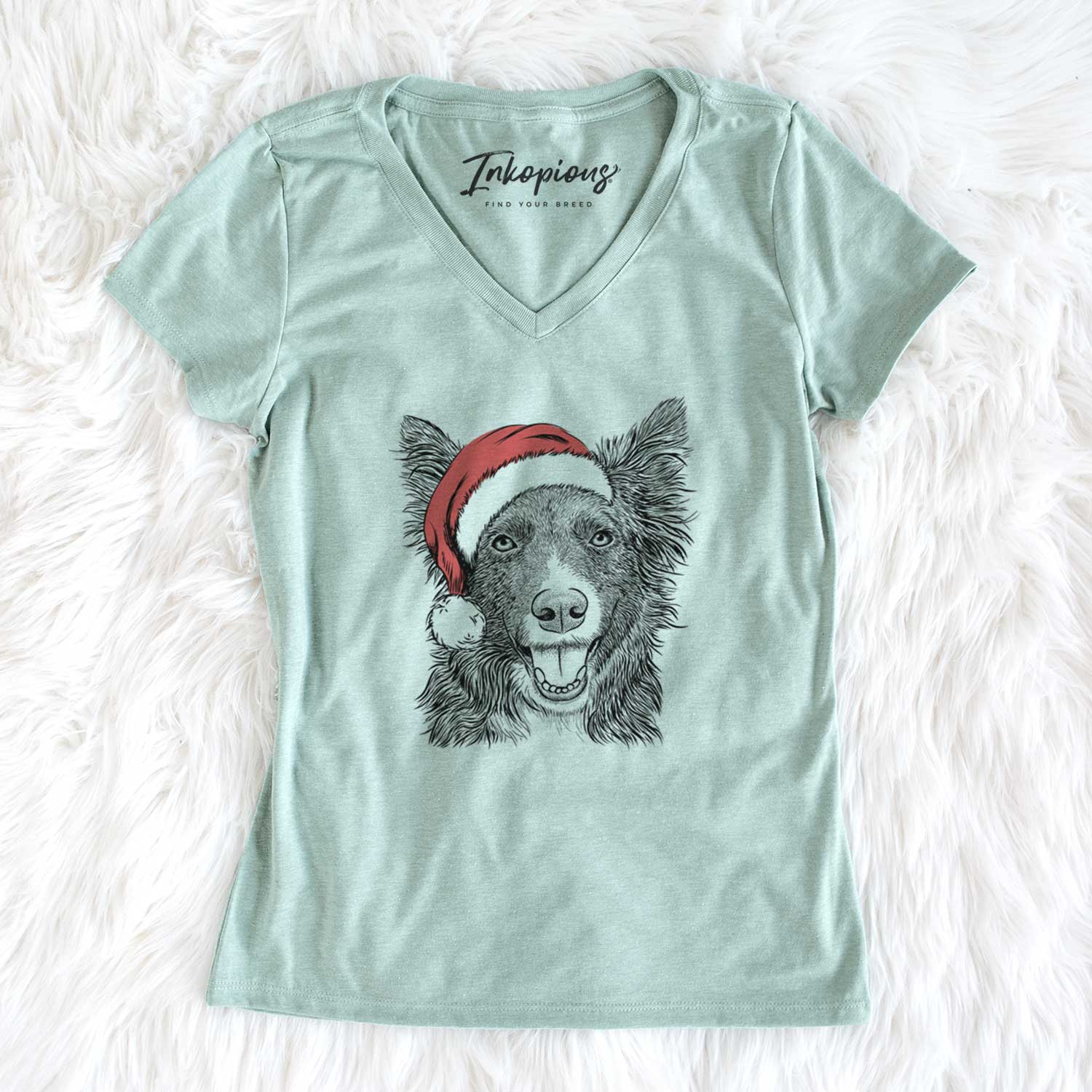 Santa Marti the Border Collie - Women's V-neck Shirt