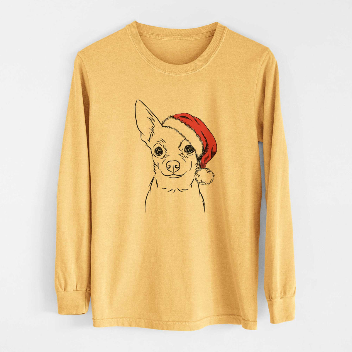 Santa Martini the Chihuahua - Heavyweight 100% Cotton Long Sleeve