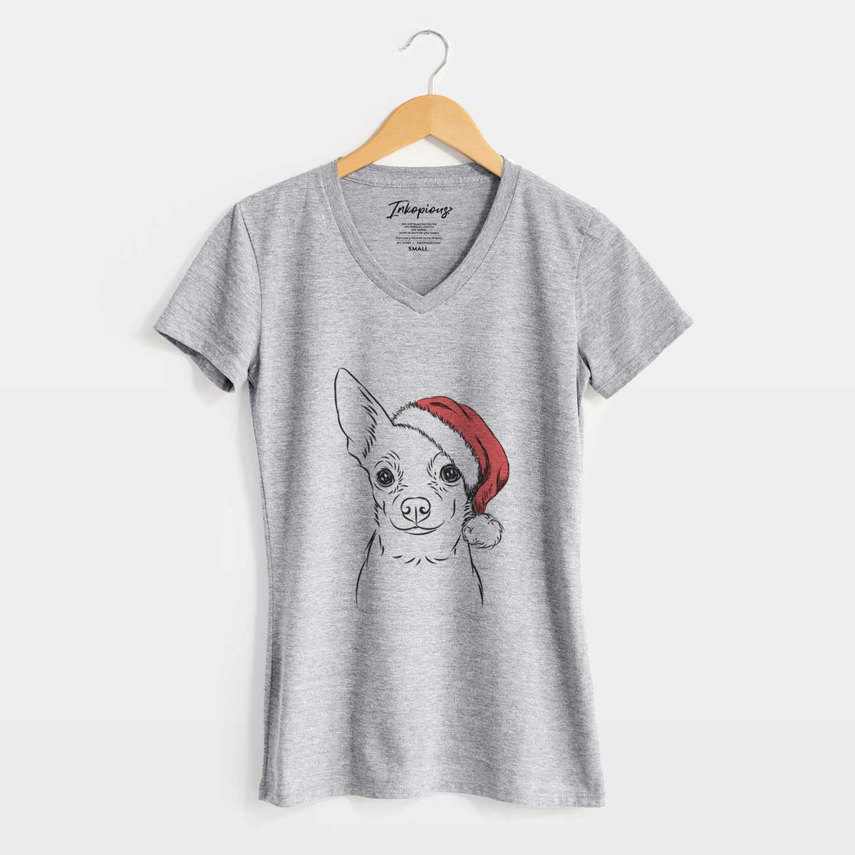 Santa Martini the Chihuahua - Women's V-neck Shirt
