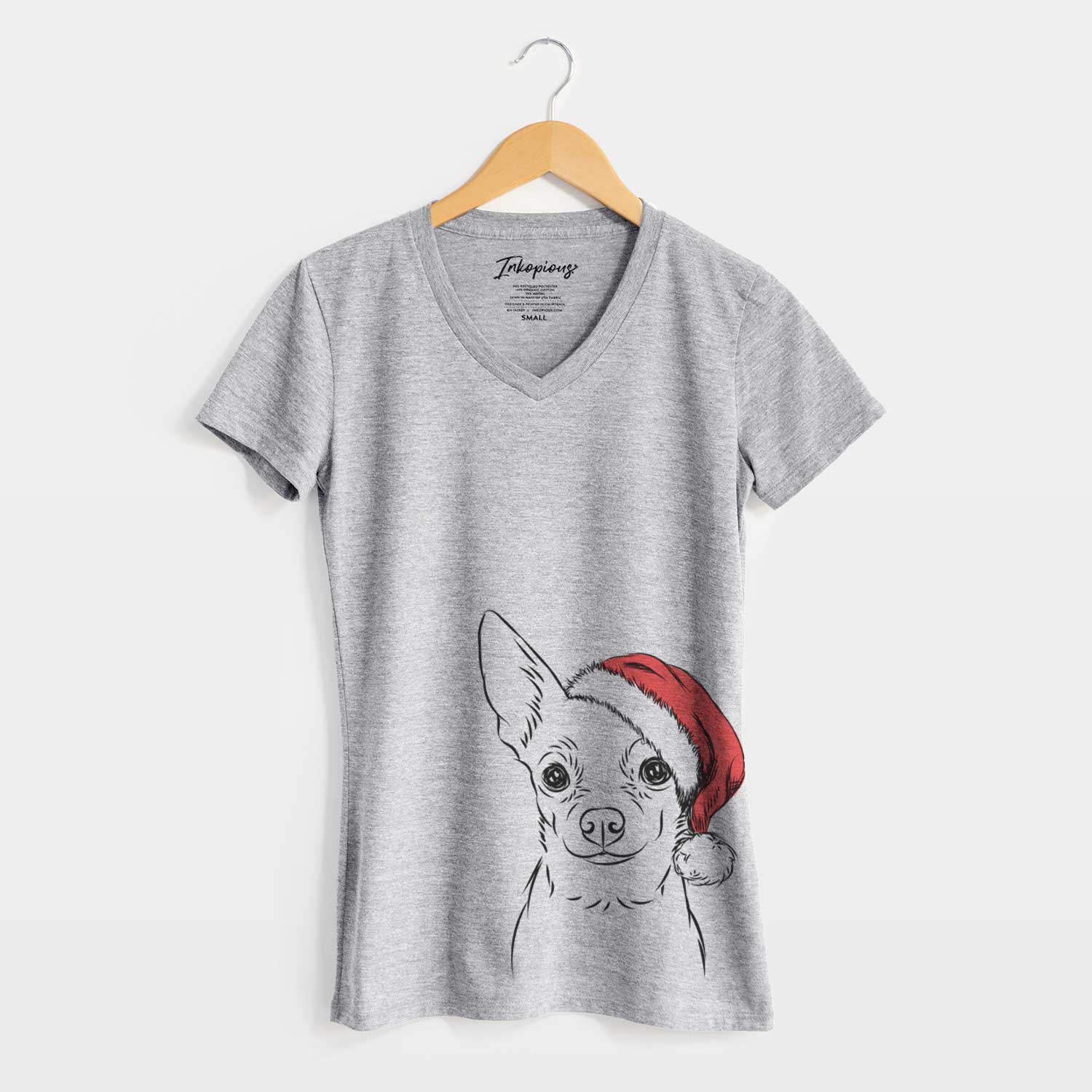 Santa Martini the Chihuahua - Women's V-neck Shirt