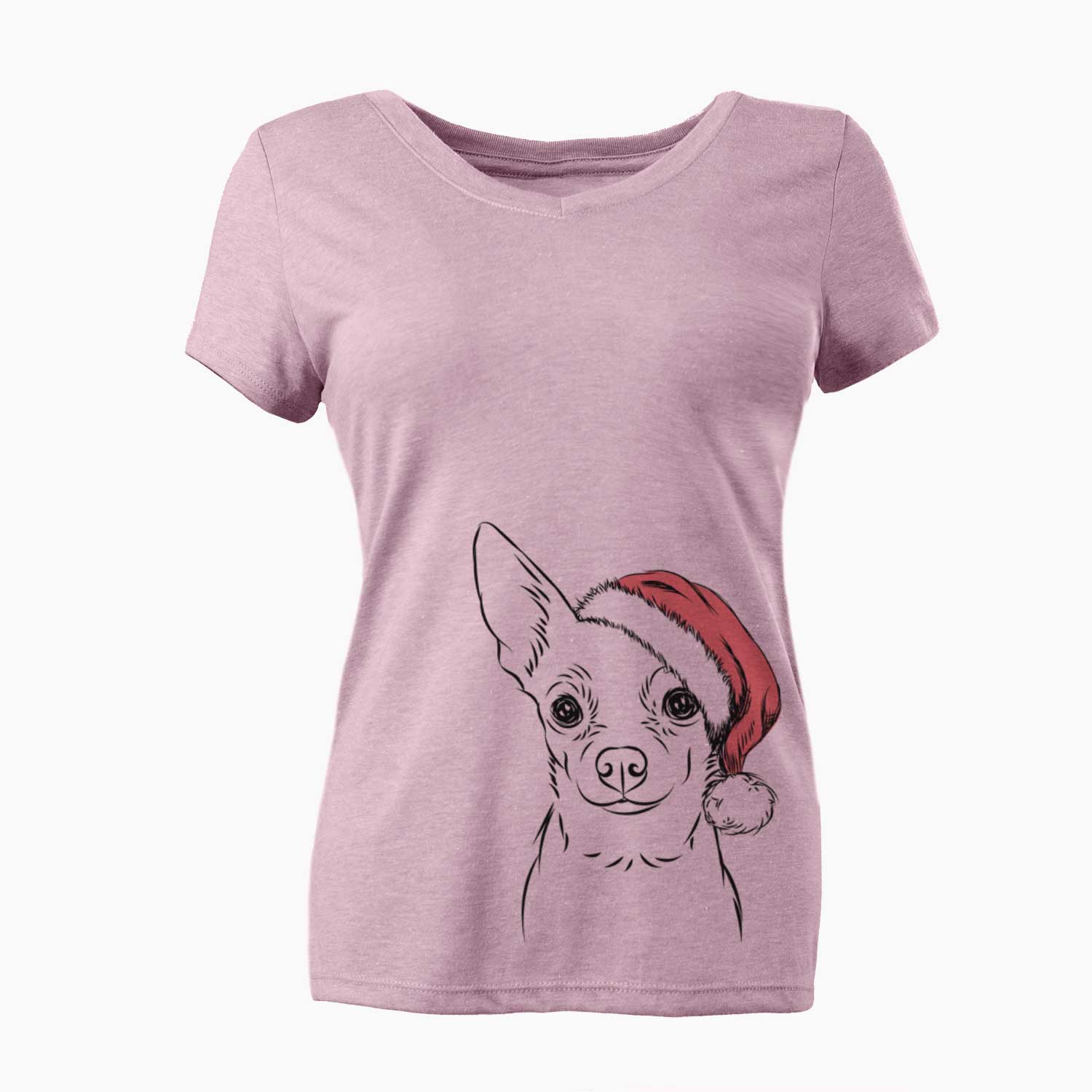 Santa Martini the Chihuahua - Women's V-neck Shirt