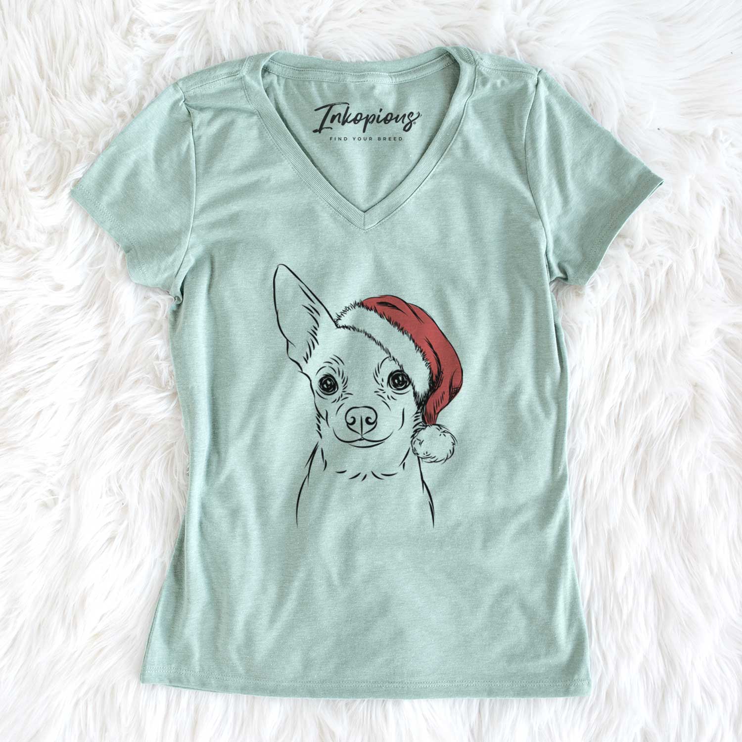 Santa Martini the Chihuahua - Women's V-neck Shirt