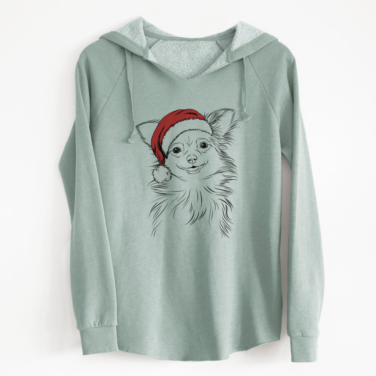 Santa Marzi the Long Haired Chihuahua - Cali Wave Hooded Sweatshirt