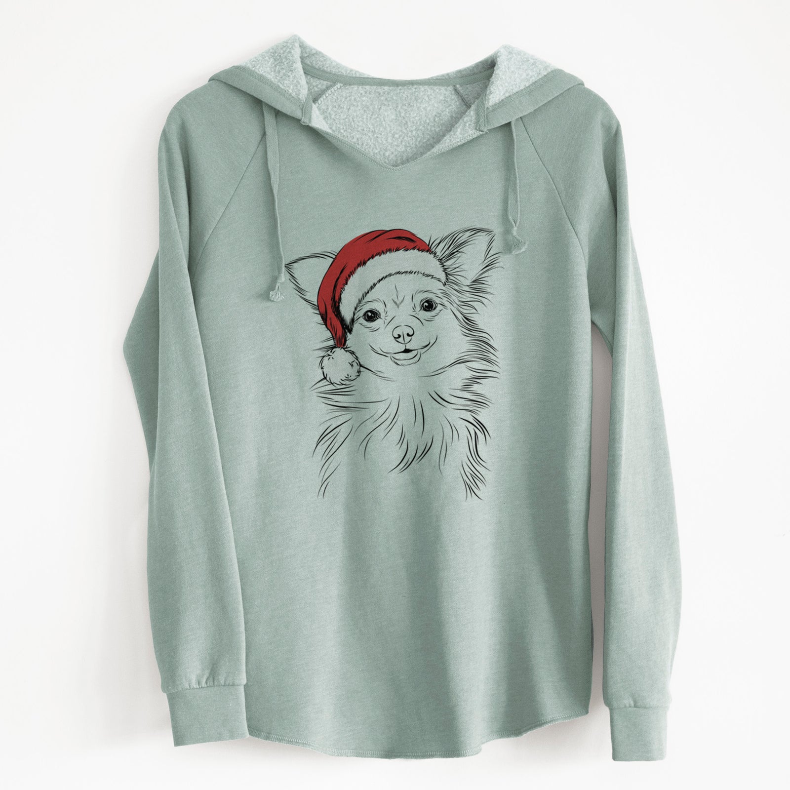 Santa Marzi the Long Haired Chihuahua - Cali Wave Hooded Sweatshirt