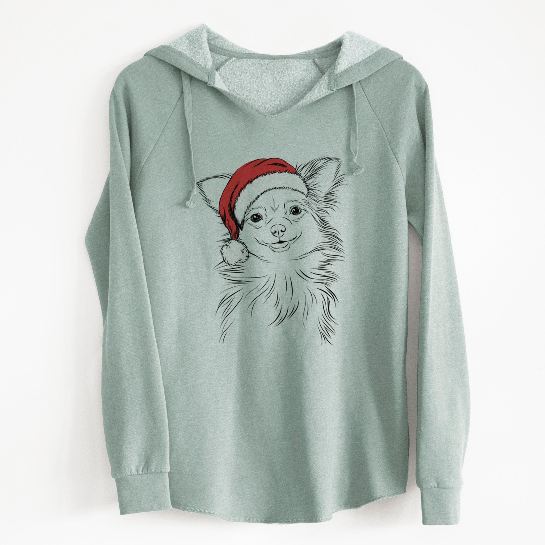 Santa Marzi the Long Haired Chihuahua - Cali Wave Hooded Sweatshirt