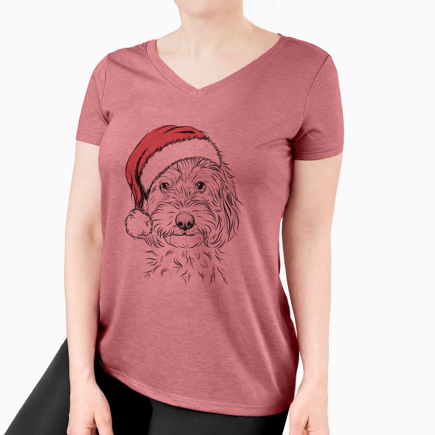 Santa Mason the Cavapoo - Women's V-neck Shirt