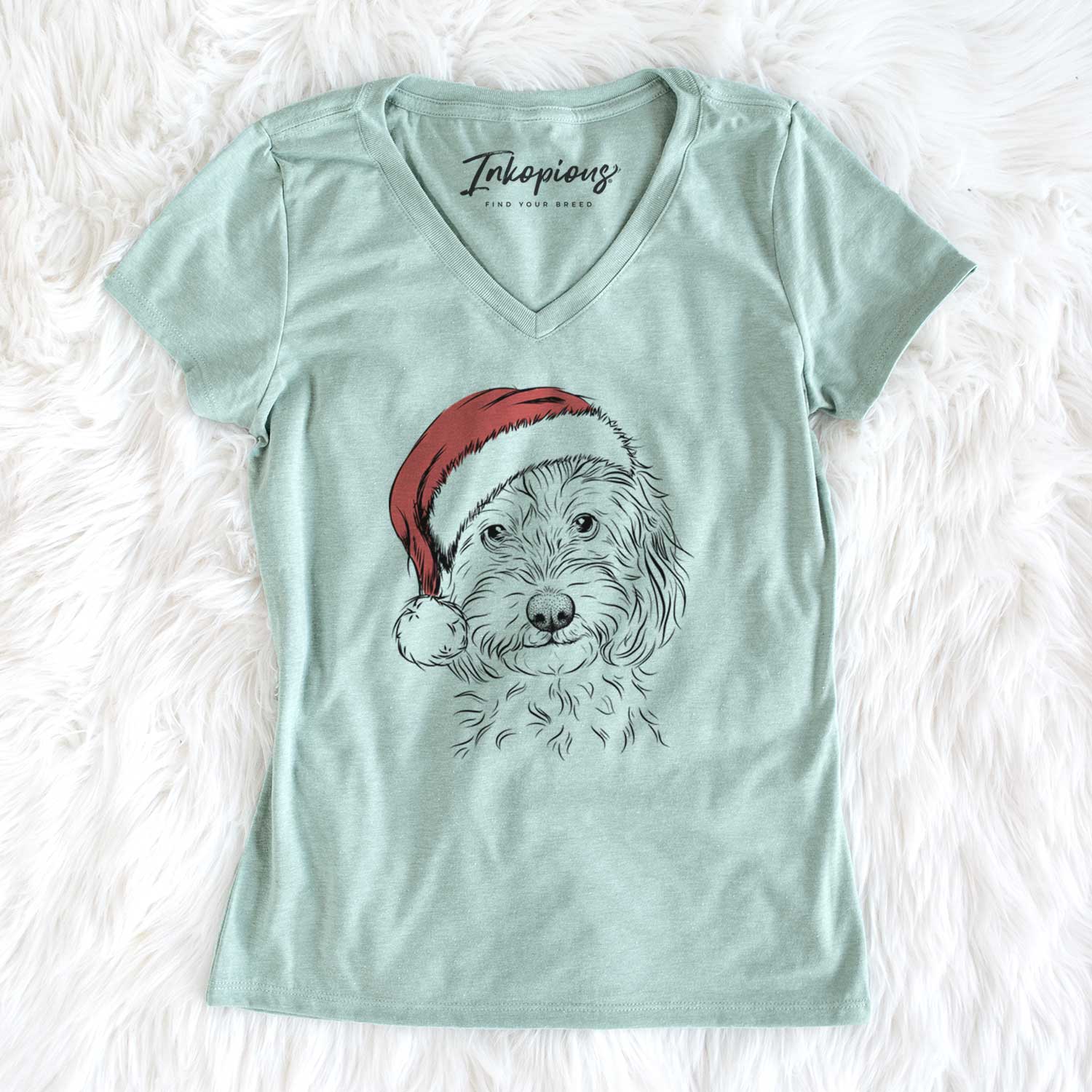 Santa Mason the Cavapoo - Women's V-neck Shirt