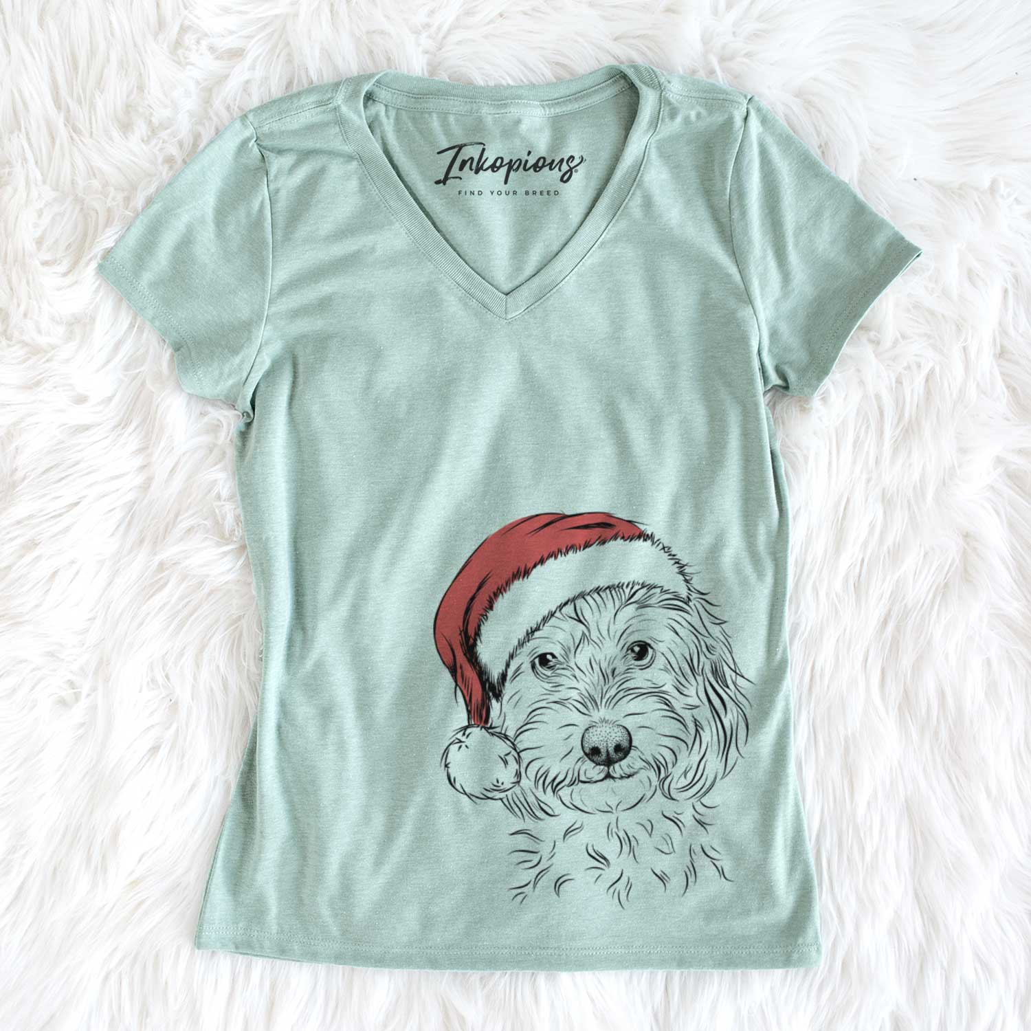 Santa Mason the Cavapoo - Women's V-neck Shirt