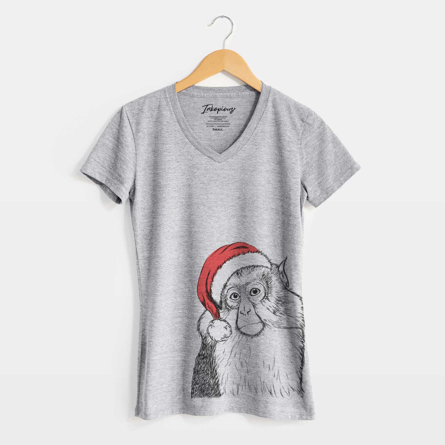 Santa Matata the Mona Monkey - Women's V-neck Shirt