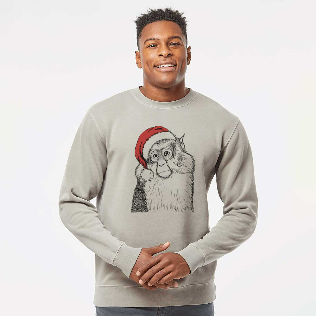 Santa Matata the Mona Monkey - Unisex Pigment Dyed Crew Sweatshirt
