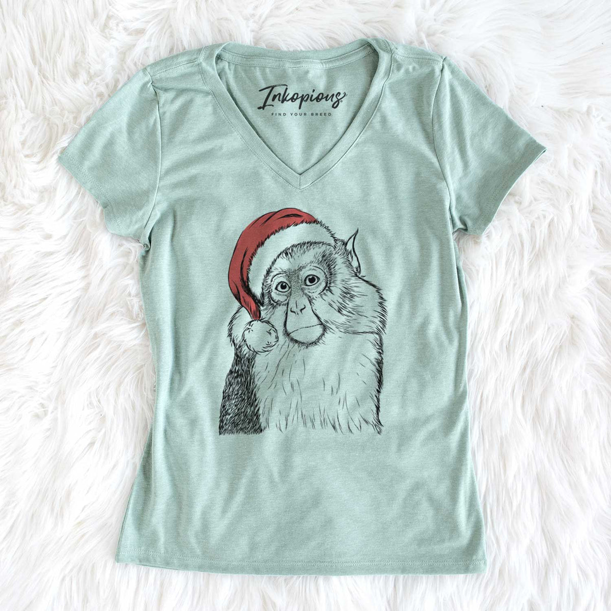 Santa Matata the Mona Monkey - Women's V-neck Shirt