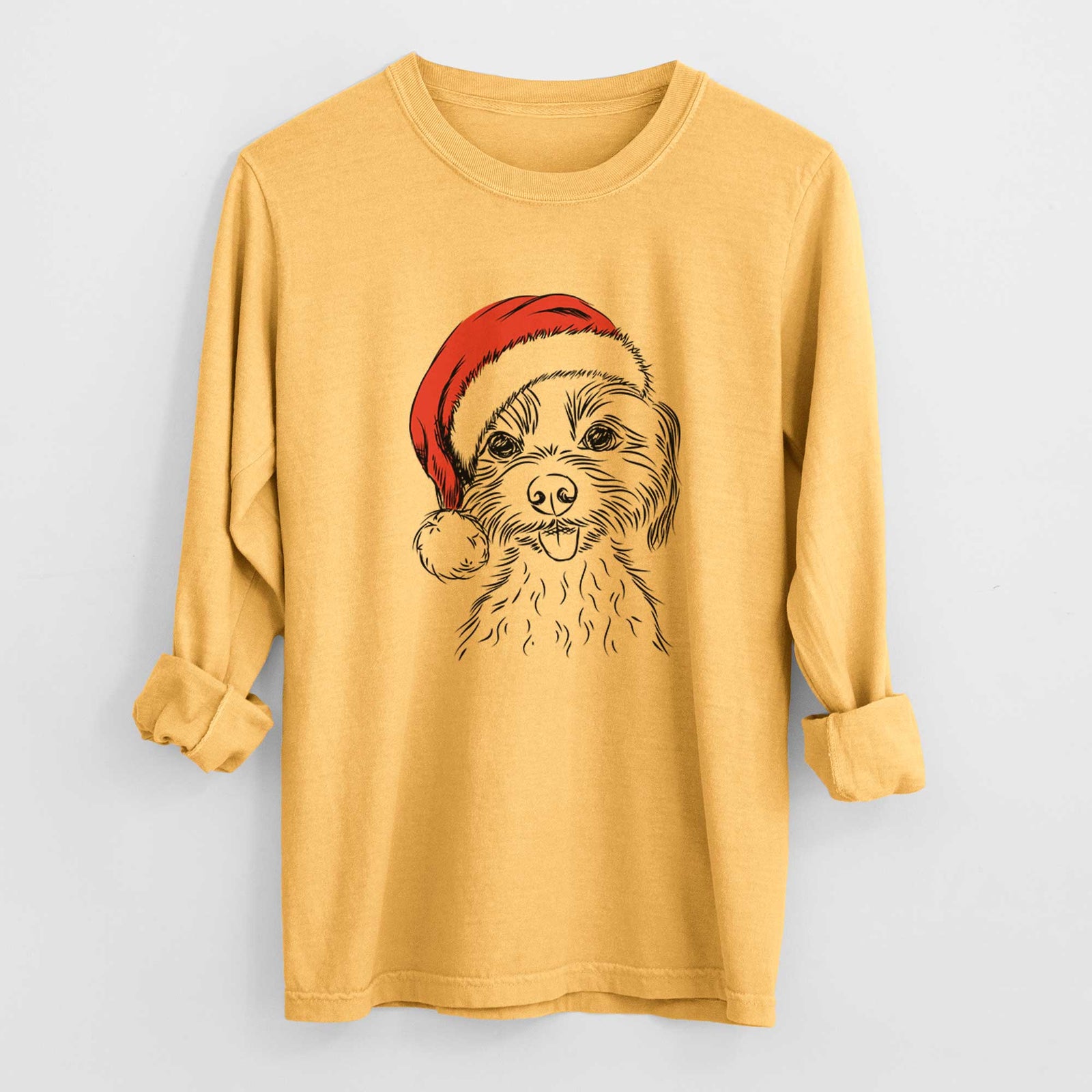 Santa Mater the Yorkshire Terrier - Heavyweight 100% Cotton Long Sleeve