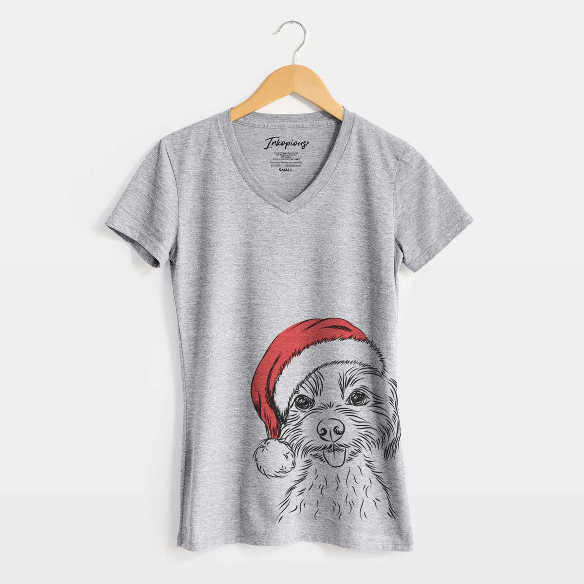 Santa Mater the Yorkshire Terrier - Women's V-neck Shirt