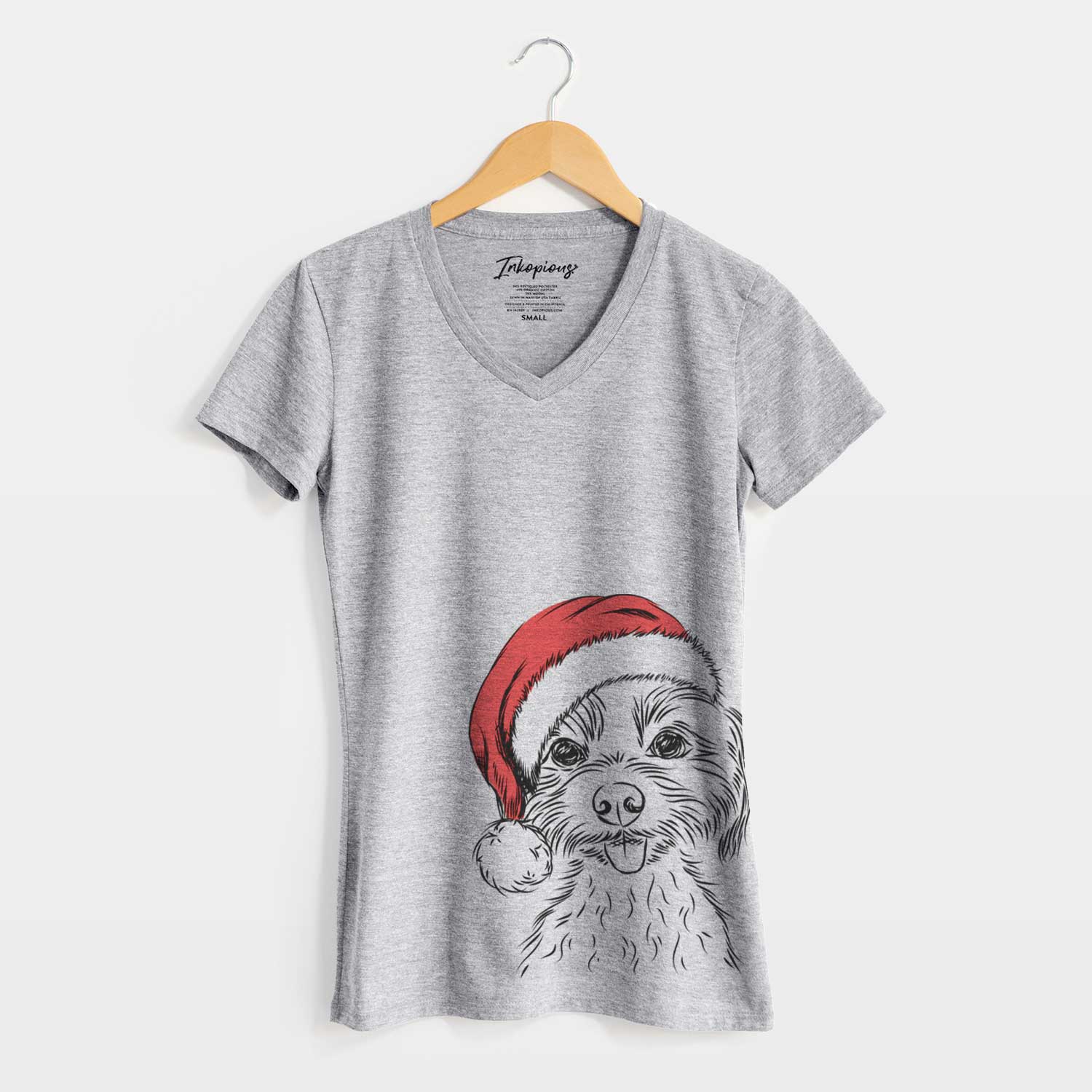Santa Mater the Yorkshire Terrier - Women's V-neck Shirt