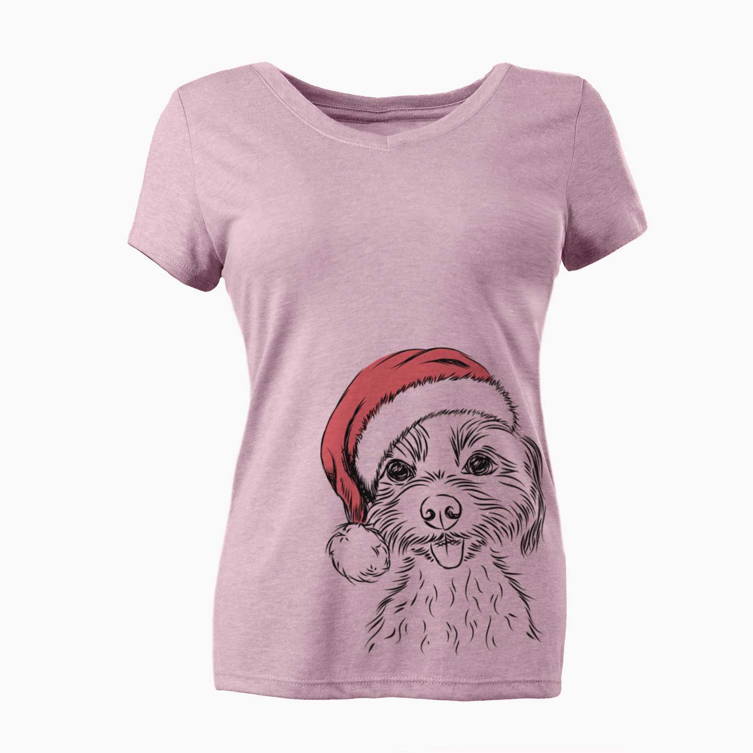 Santa Mater the Yorkshire Terrier - Women's V-neck Shirt